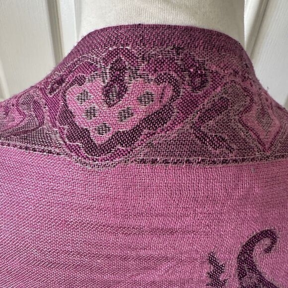 Shawl Wrap Scarf Womens Paisley Floral Pink Boho Fringe Romantic Feminine - Picture 7 of 11
